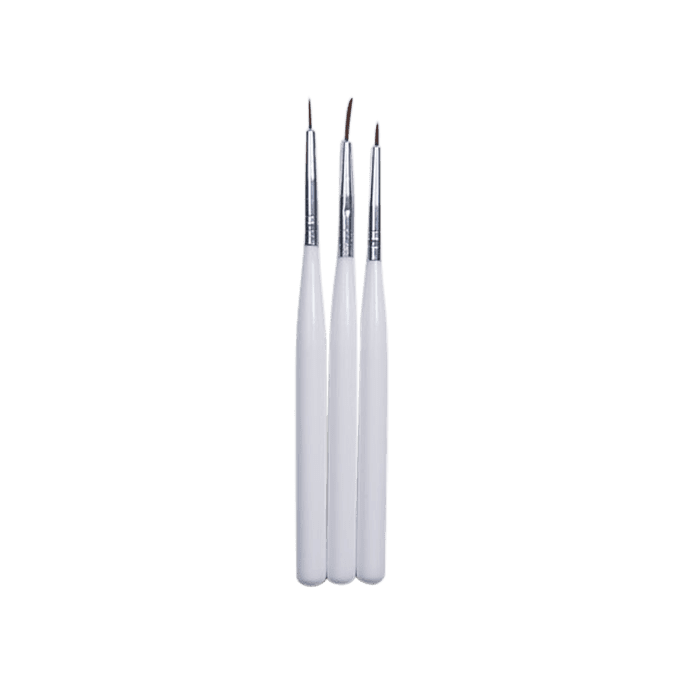 3pc Fine Nail Art Brush (White)
